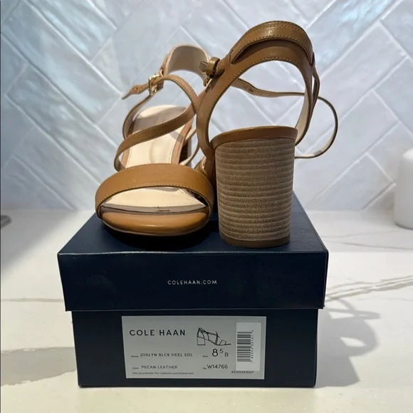 The perfect summer shoe! Tan Strappy Block Heel Sandals - Picture 8 of 8